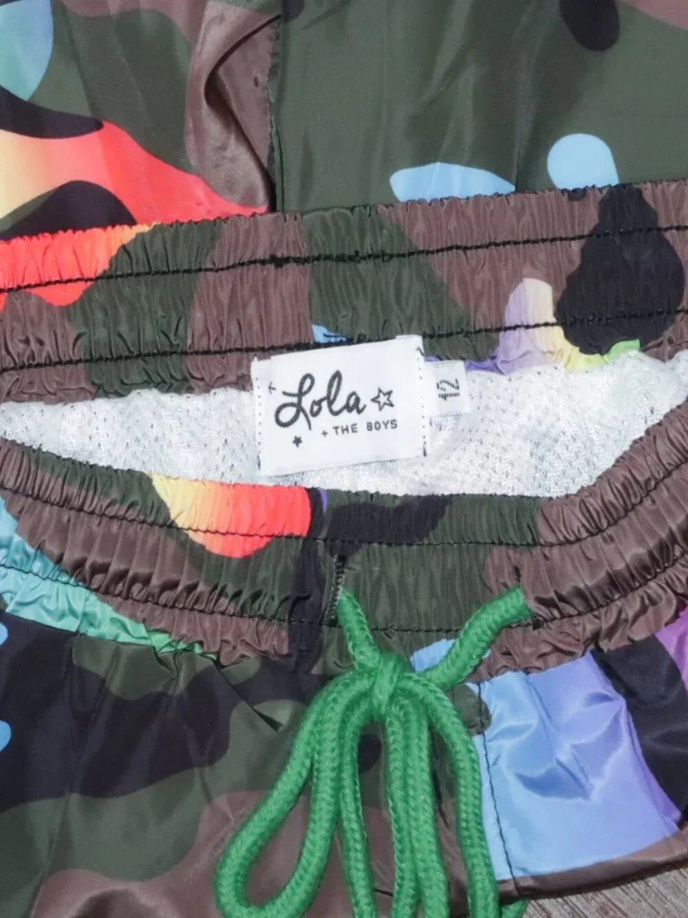 Lola + The Boys Multi Colored Camo Camouflage Print Swim Trunks Shorts size 12
